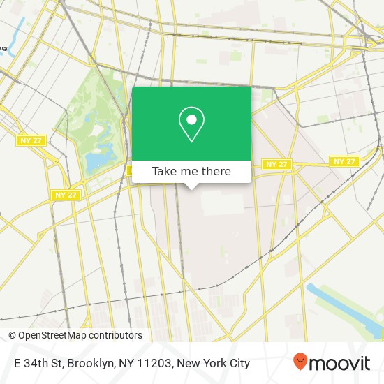Mapa de E 34th St, Brooklyn, NY 11203