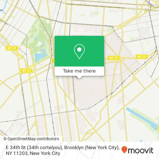 Mapa de E 34th St (34th cortelyou), Brooklyn (New York City), NY 11203