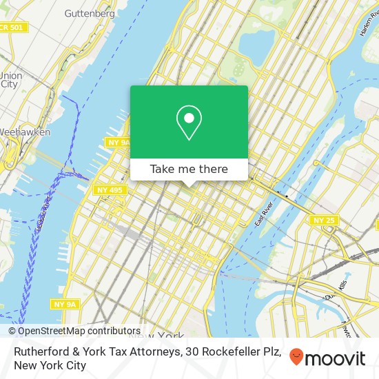 Mapa de Rutherford & York Tax Attorneys, 30 Rockefeller Plz