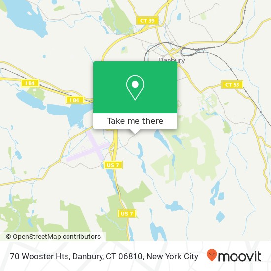 Mapa de 70 Wooster Hts, Danbury, CT 06810