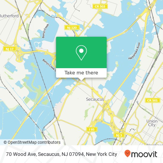 Mapa de 70 Wood Ave, Secaucus, NJ 07094