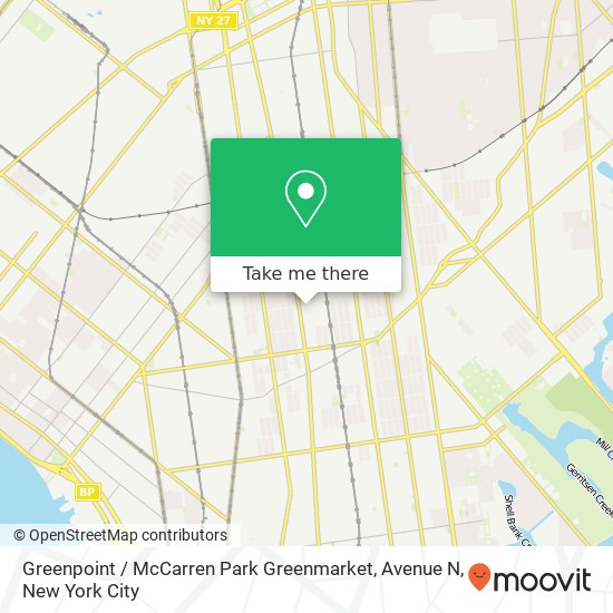 Greenpoint / McCarren Park Greenmarket, Avenue N map