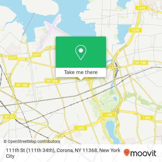 Mapa de 111th St (111th 34th), Corona, NY 11368