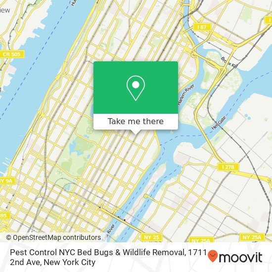 Pest Control NYC Bed Bugs & Wildlife Removal, 1711 2nd Ave map