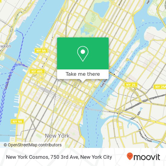 Mapa de New York Cosmos, 750 3rd Ave