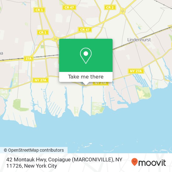 Mapa de 42 Montauk Hwy, Copiague (MARCONIVILLE), NY 11726