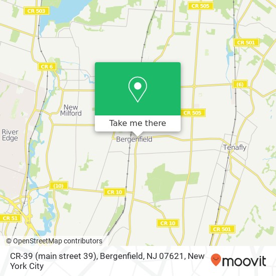 Mapa de CR-39 (main street 39), Bergenfield, NJ 07621