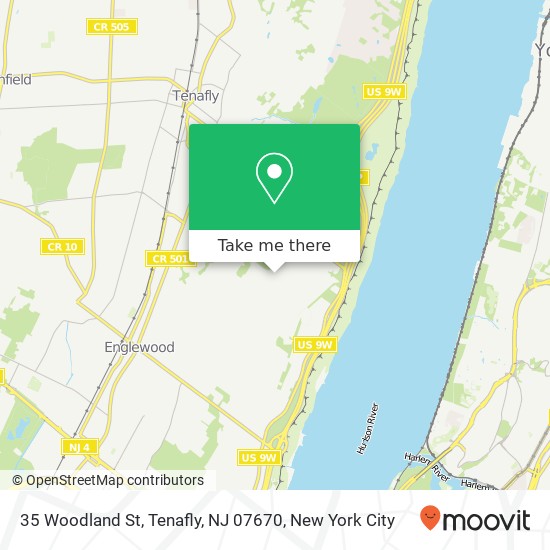 Mapa de 35 Woodland St, Tenafly, NJ 07670