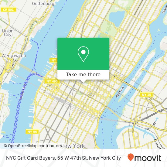 Mapa de NYC Gift Card Buyers, 55 W 47th St