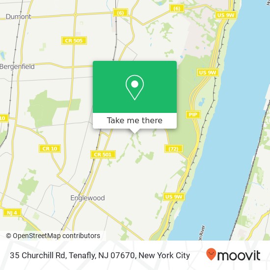 Mapa de 35 Churchill Rd, Tenafly, NJ 07670