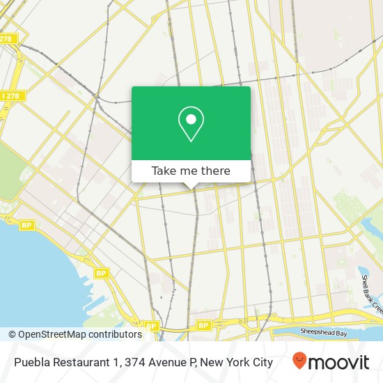 Mapa de Puebla Restaurant 1, 374 Avenue P