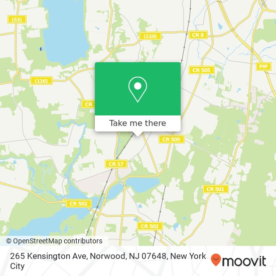 Mapa de 265 Kensington Ave, Norwood, NJ 07648