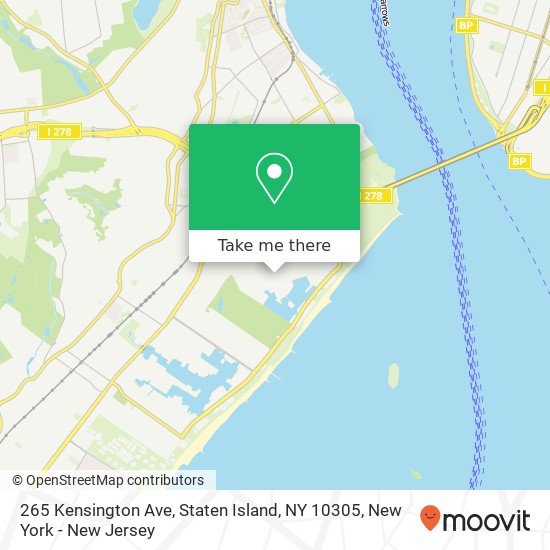 Mapa de 265 Kensington Ave, Staten Island, NY 10305