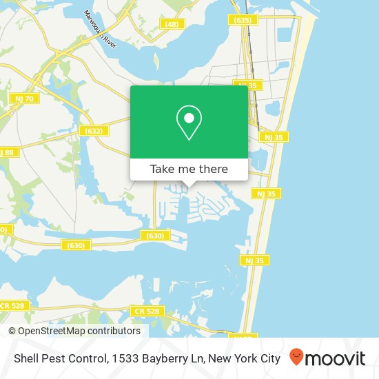 Mapa de Shell Pest Control, 1533 Bayberry Ln