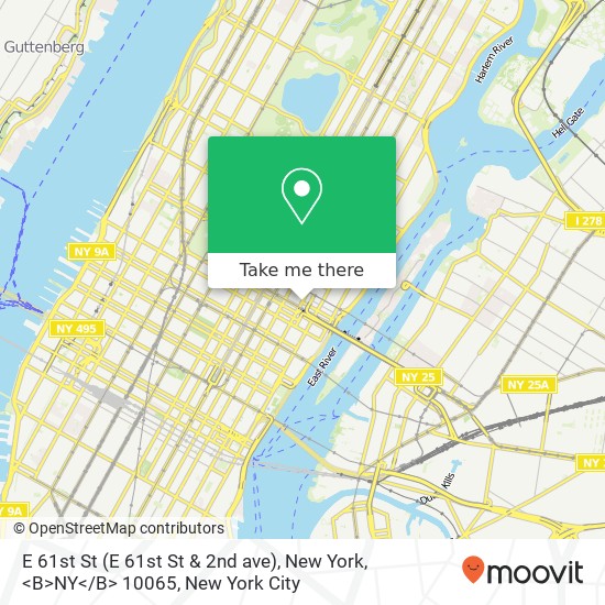 Mapa de E 61st St (E 61st St & 2nd ave), New York, <B>NY< / B> 10065