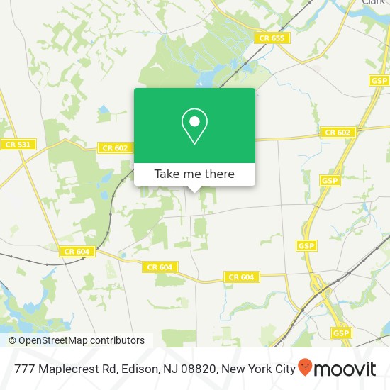 Mapa de 777 Maplecrest Rd, Edison, NJ 08820