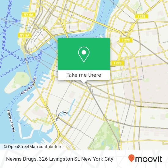 Mapa de Nevins Drugs, 326 Livingston St