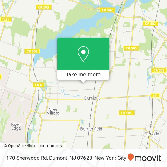 Mapa de 170 Sherwood Rd, Dumont, NJ 07628