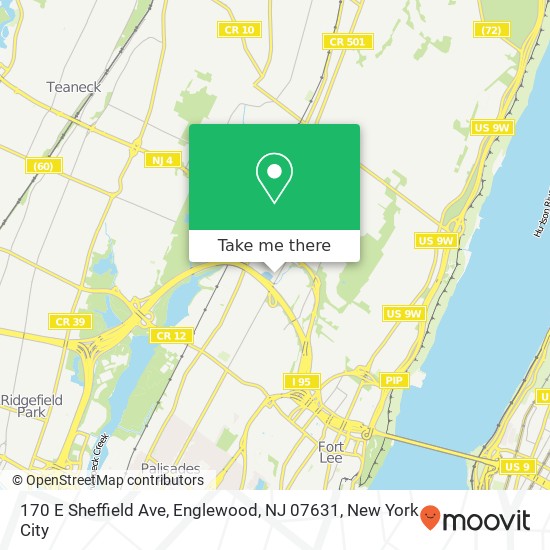 Mapa de 170 E Sheffield Ave, Englewood, NJ 07631