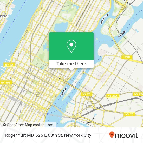 Mapa de Roger Yurt MD, 525 E 68th St