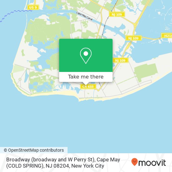 Mapa de Broadway (broadway and W Perry St), Cape May (COLD SPRING), NJ 08204