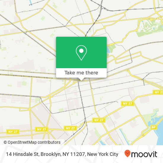 Mapa de 14 Hinsdale St, Brooklyn, NY 11207