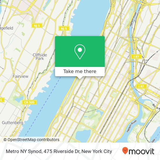 Metro NY Synod, 475 Riverside Dr map