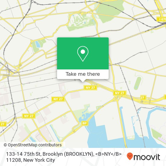 Mapa de 133-14 75th St, Brooklyn (BROOKLYN), <B>NY< / B> 11208
