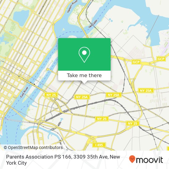 Mapa de Parents Association PS 166, 3309 35th Ave