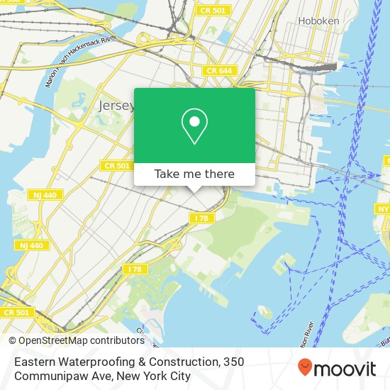Mapa de Eastern Waterproofing & Construction, 350 Communipaw Ave