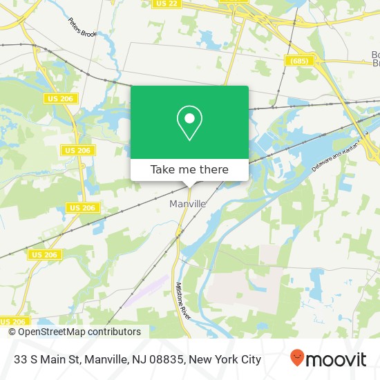 Mapa de 33 S Main St, Manville, NJ 08835
