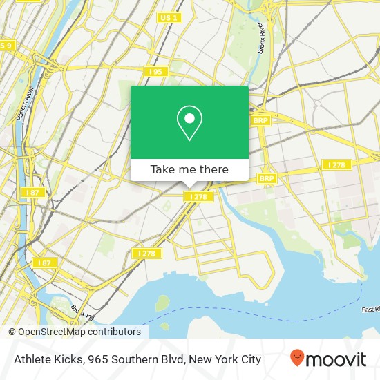 Mapa de Athlete Kicks, 965 Southern Blvd