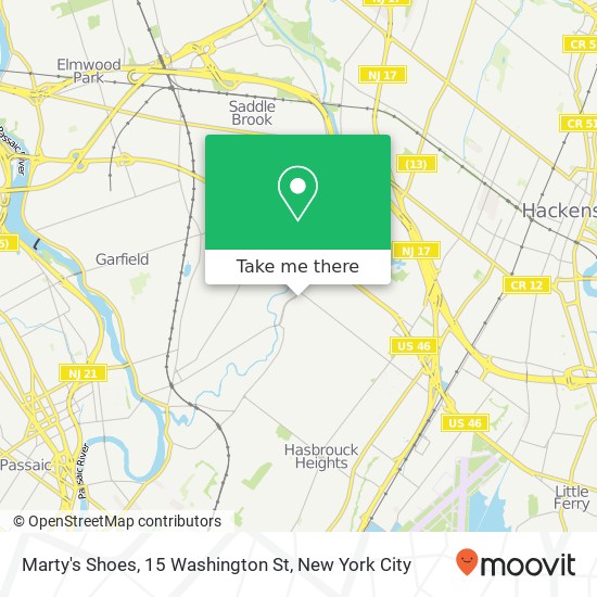 Mapa de Marty's Shoes, 15 Washington St