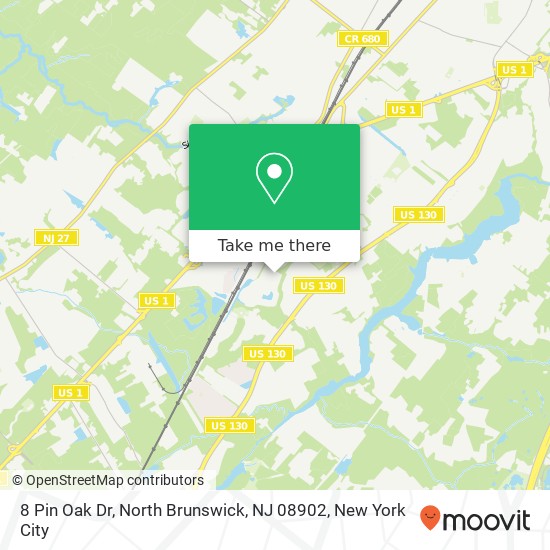 Mapa de 8 Pin Oak Dr, North Brunswick, NJ 08902