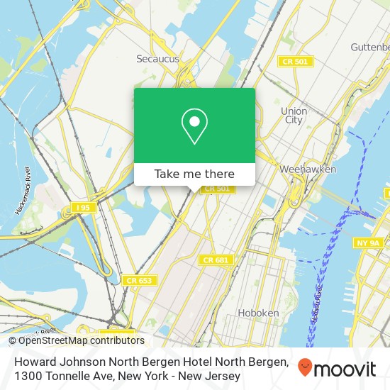 Mapa de Howard Johnson North Bergen Hotel North Bergen, 1300 Tonnelle Ave