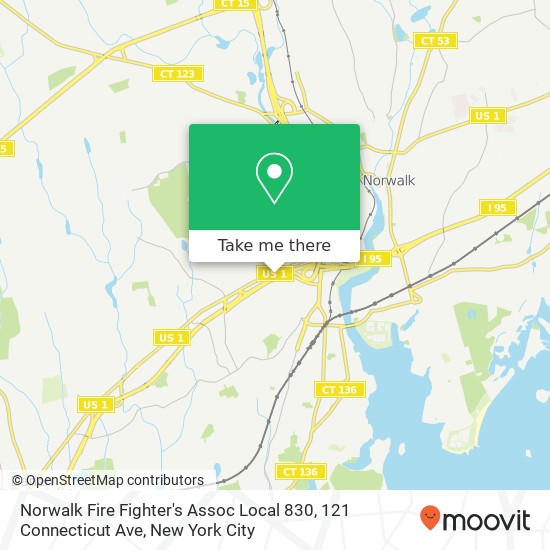 Mapa de Norwalk Fire Fighter's Assoc Local 830, 121 Connecticut Ave