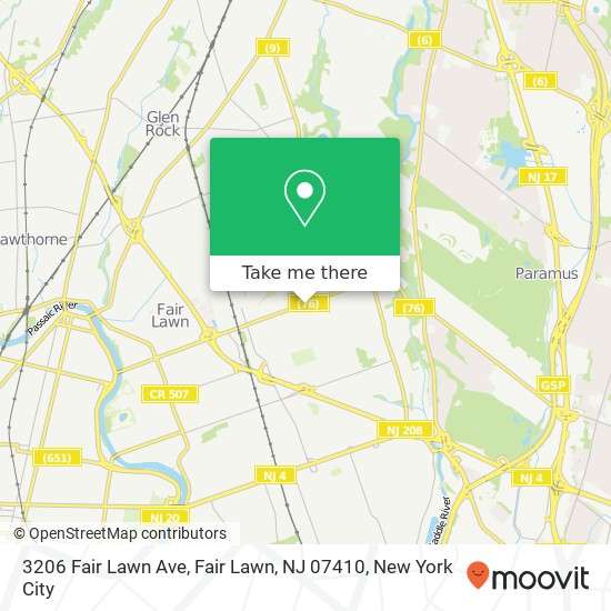 Mapa de 3206 Fair Lawn Ave, Fair Lawn, NJ 07410