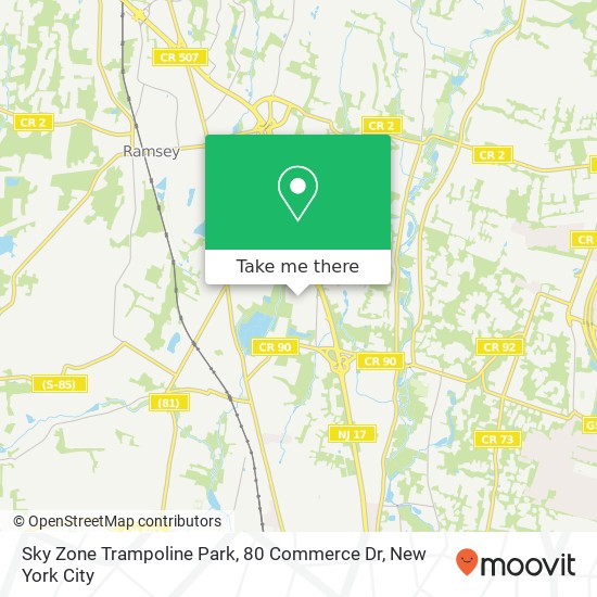 Mapa de Sky Zone Trampoline Park, 80 Commerce Dr