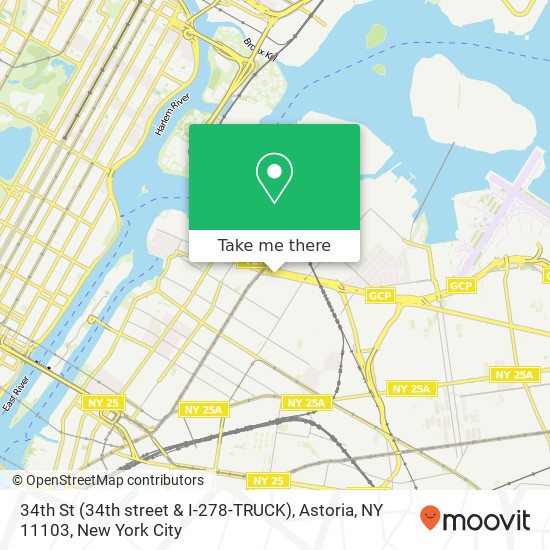 Mapa de 34th St (34th street & I-278-TRUCK), Astoria, NY 11103