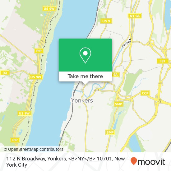 Mapa de 112 N Broadway, Yonkers, <B>NY< / B> 10701