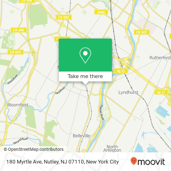 Mapa de 180 Myrtle Ave, Nutley, NJ 07110