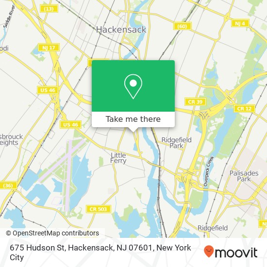 Mapa de 675 Hudson St, Hackensack, NJ 07601