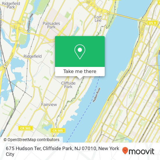 Mapa de 675 Hudson Ter, Cliffside Park, NJ 07010