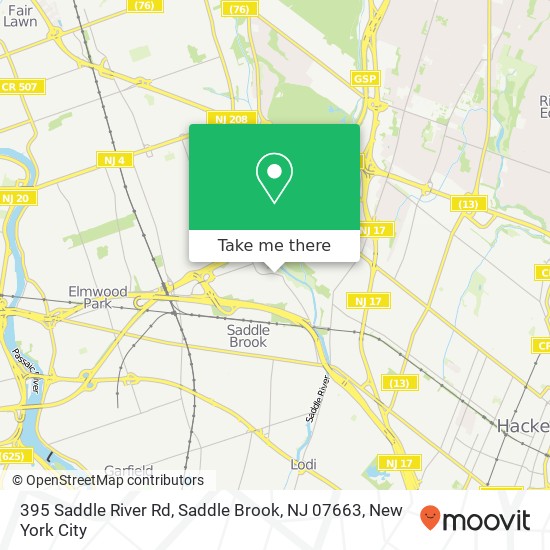 Mapa de 395 Saddle River Rd, Saddle Brook, NJ 07663