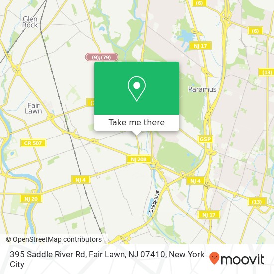 Mapa de 395 Saddle River Rd, Fair Lawn, NJ 07410