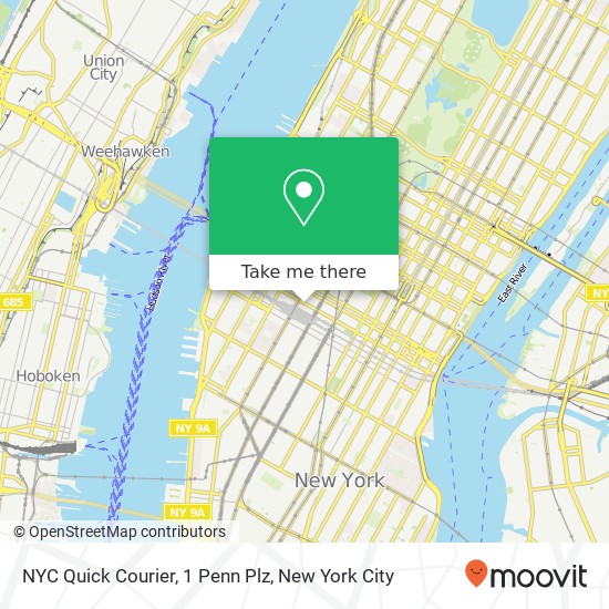 Mapa de NYC Quick Courier, 1 Penn Plz