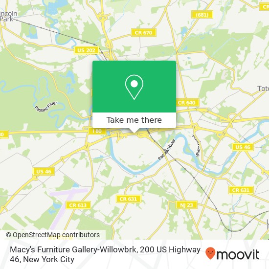 Mapa de Macy's Furniture Gallery-Willowbrk, 200 US Highway 46