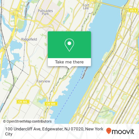 Mapa de 100 Undercliff Ave, Edgewater, NJ 07020