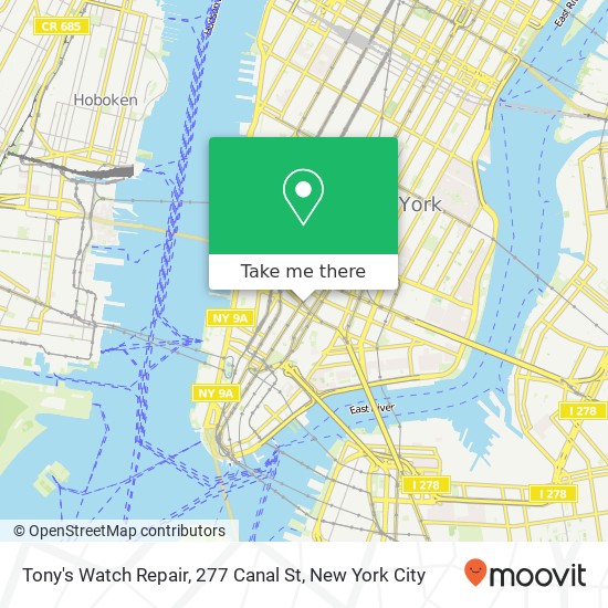 Mapa de Tony's Watch Repair, 277 Canal St