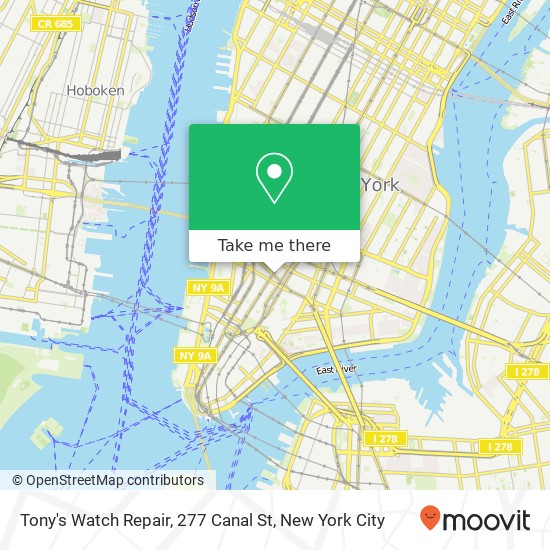 Tony's Watch Repair, 277 Canal St map